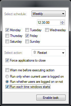 Popup schedule window | Airytec Switch Off screenshot
