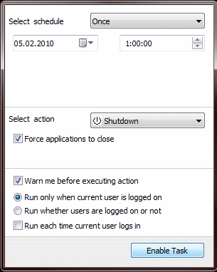 How to shutdown computer at specified time
