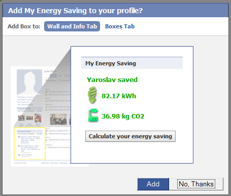 My Energy saving Facebook tab