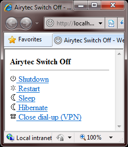 Web interface (remote access) | Airytec Switch Off screenshot
